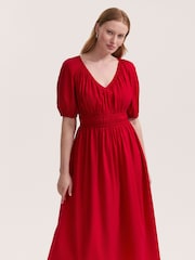 Finery Red Piper Cotton Midi Dress - Image 2 of 4