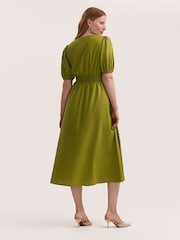 Finery Green Addison Cotton Button Through Midi Dress - Image 2 of 4