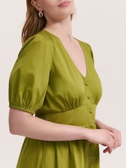 Finery Green Addison Cotton Button Through Midi Dress - Image 3 of 4