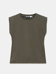 Mint Velvet Green Extended Shoulder 100% Cotton T-Shirt - Image 3 of 4