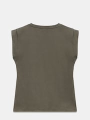 Mint Velvet Green Extended Shoulder 100% Cotton T-Shirt - Image 4 of 4