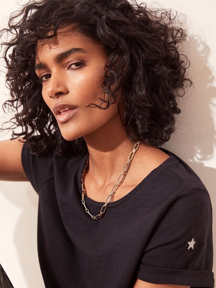 Mint Velvet Blue Cotton Star T-Shirt - Image 1 of 3