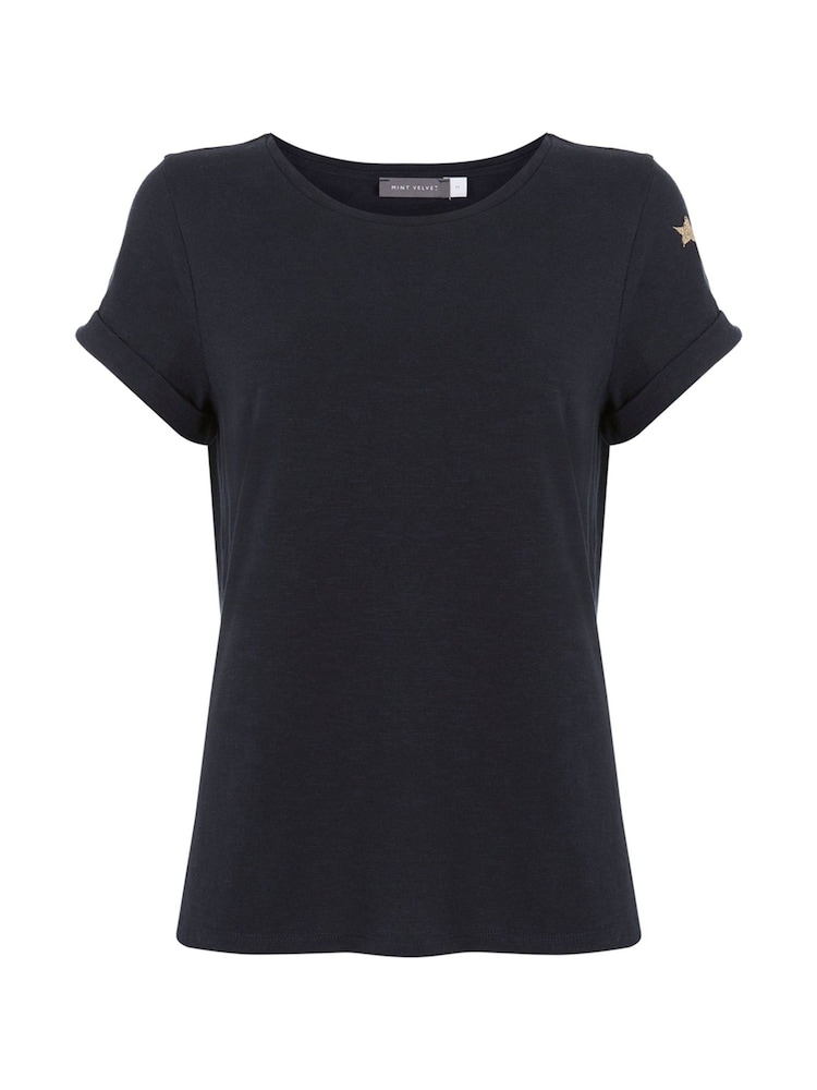 Mint Velvet Blue Cotton Star T-Shirt - Image 3 of 3