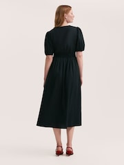 Finery Black Addison Cotton Button Through Midi Dress - Image 2 of 4