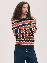Finery Orange Antonia Striped Crew Neck Jumper - Image 1 of 4