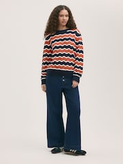 Finery Orange Antonia Striped Crew Neck Jumper - Image 2 of 4
