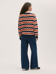 Finery Orange Antonia Striped Crew Neck Jumper - Image 3 of 4
