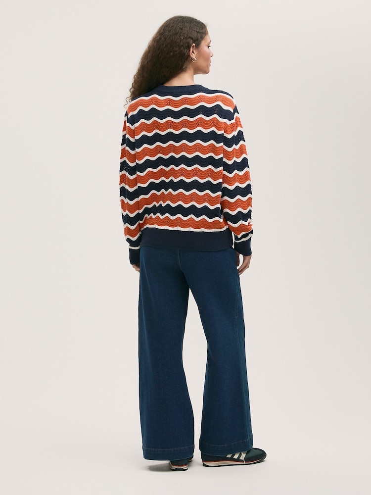 Finery Orange Antonia Striped Crew Neck Jumper - Image 3 of 4