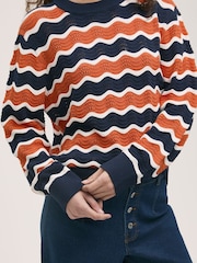 Finery Orange Antonia Striped Crew Neck Jumper - Image 4 of 4