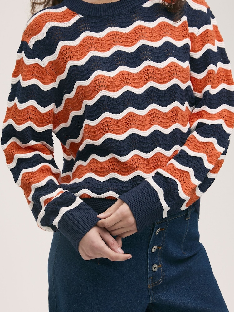 Finery Orange Antonia Striped Crew Neck Jumper - Image 4 of 4