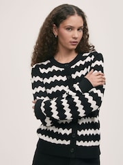 Finery Black Velma Striped Long Sleeve Cardigan - Image 3 of 4