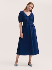 Finery Blue Piper Cotton Midi Dress - Image 1 of 4