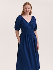 Finery Blue Piper Cotton Midi Dress - Image 2 of 4