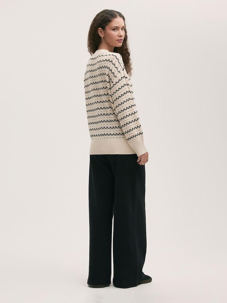 Finery Natural Sansa Striped Crew Neck Jumper - Image 3 of 4