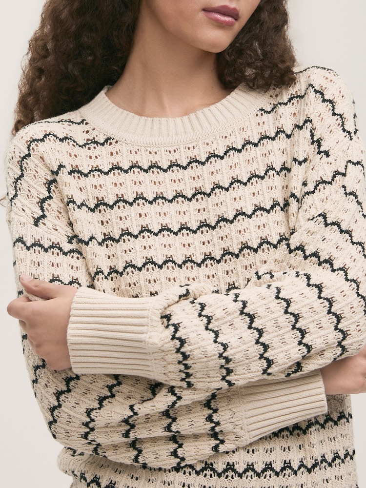Finery Natural Sansa Striped Crew Neck Jumper - Image 4 of 4