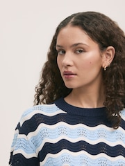 Finery Blue Antonia Striped Crew Neck Jumper - Image 4 of 4