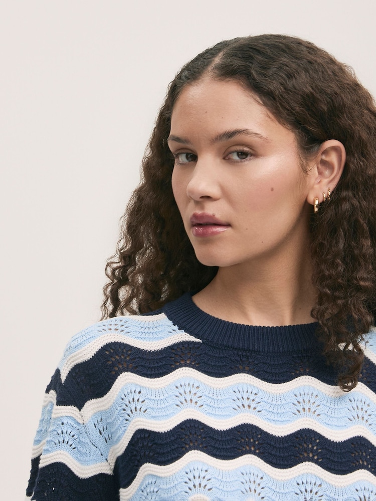 Finery Blue Antonia Striped Crew Neck Jumper - Image 4 of 4