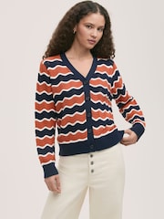 Finery Orange Kate Striped Long Sleeve Cardigan - Image 1 of 4