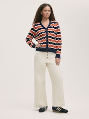 Finery Orange Kate Striped Long Sleeve Cardigan - Image 2 of 4