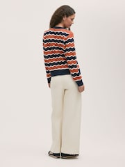 Finery Orange Kate Striped Long Sleeve Cardigan - Image 3 of 4