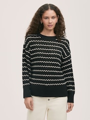 Finery Black Sansa Striped Crew Neck Jumper - Image 1 of 4