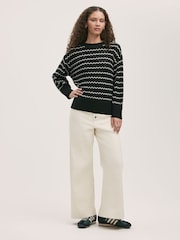 Finery Black Sansa Striped Crew Neck Jumper - Image 2 of 4
