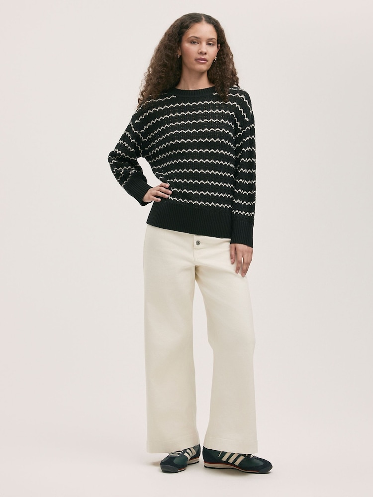 Finery Black Sansa Striped Crew Neck Jumper - Image 2 of 4