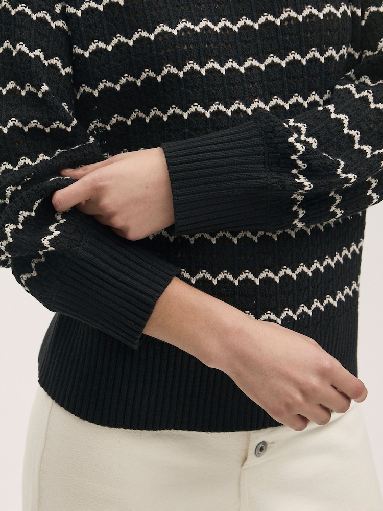 Finery Black Sansa Striped Crew Neck Jumper - Image 4 of 4