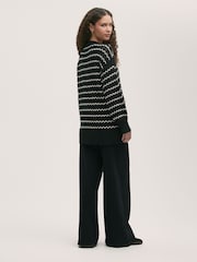 Finery Black Alena Striped Long Sleeve Cardigan - Image 3 of 4