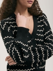Finery Black Alena Striped Long Sleeve Cardigan - Image 4 of 4