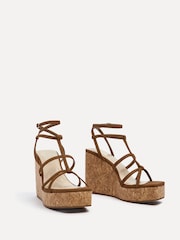 Linzi Brown Barbados Strappy High Cork Wedges - Image 3 of 5
