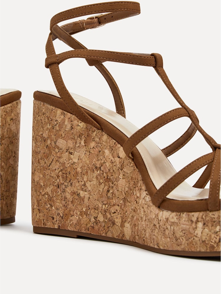 Linzi Brown Barbados Strappy High Cork Wedges - Image 5 of 5 Linzi Brown Barbados Strappy High Cork Wedges - Image 5 of 5