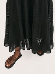 Finery Black Imani Cotton Voile Tiered Midi Skirt - Image 3 of 4