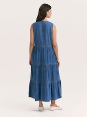 Finery Blue Essie Denim Sleeveless Midi Tiered Dress - Image 4 of 4