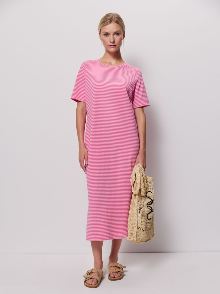 Smith & Soul Pink Striped Jersey 100% Cotton Dress - Image 1 of 5