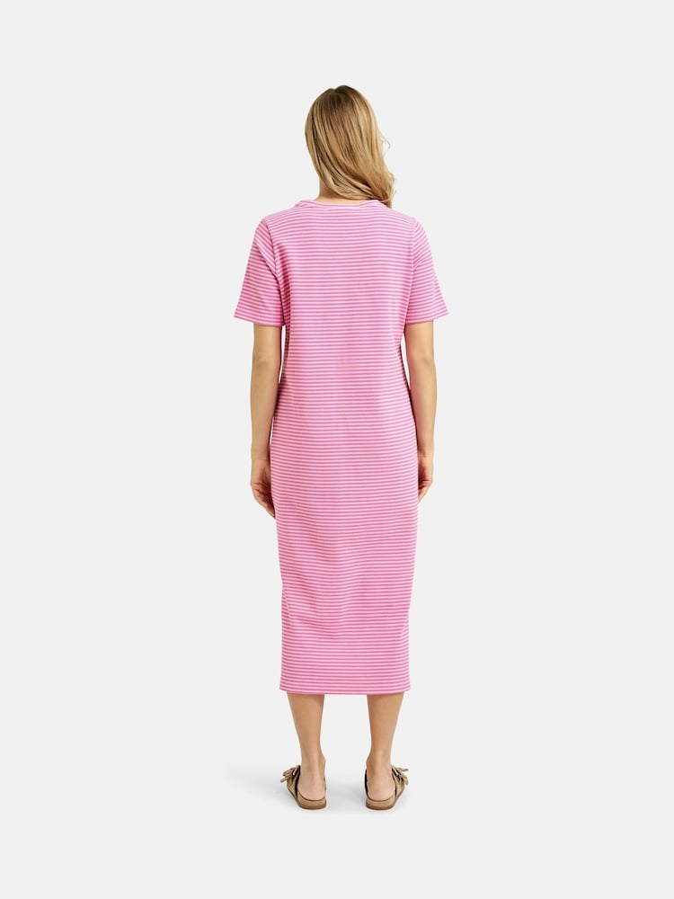 Smith & Soul Pink Striped Jersey 100% Cotton Dress - Image 3 of 5