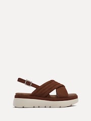 Linzi Brown Padded Shae Padded Crossover Flatform Sandals - Image 2 of 5