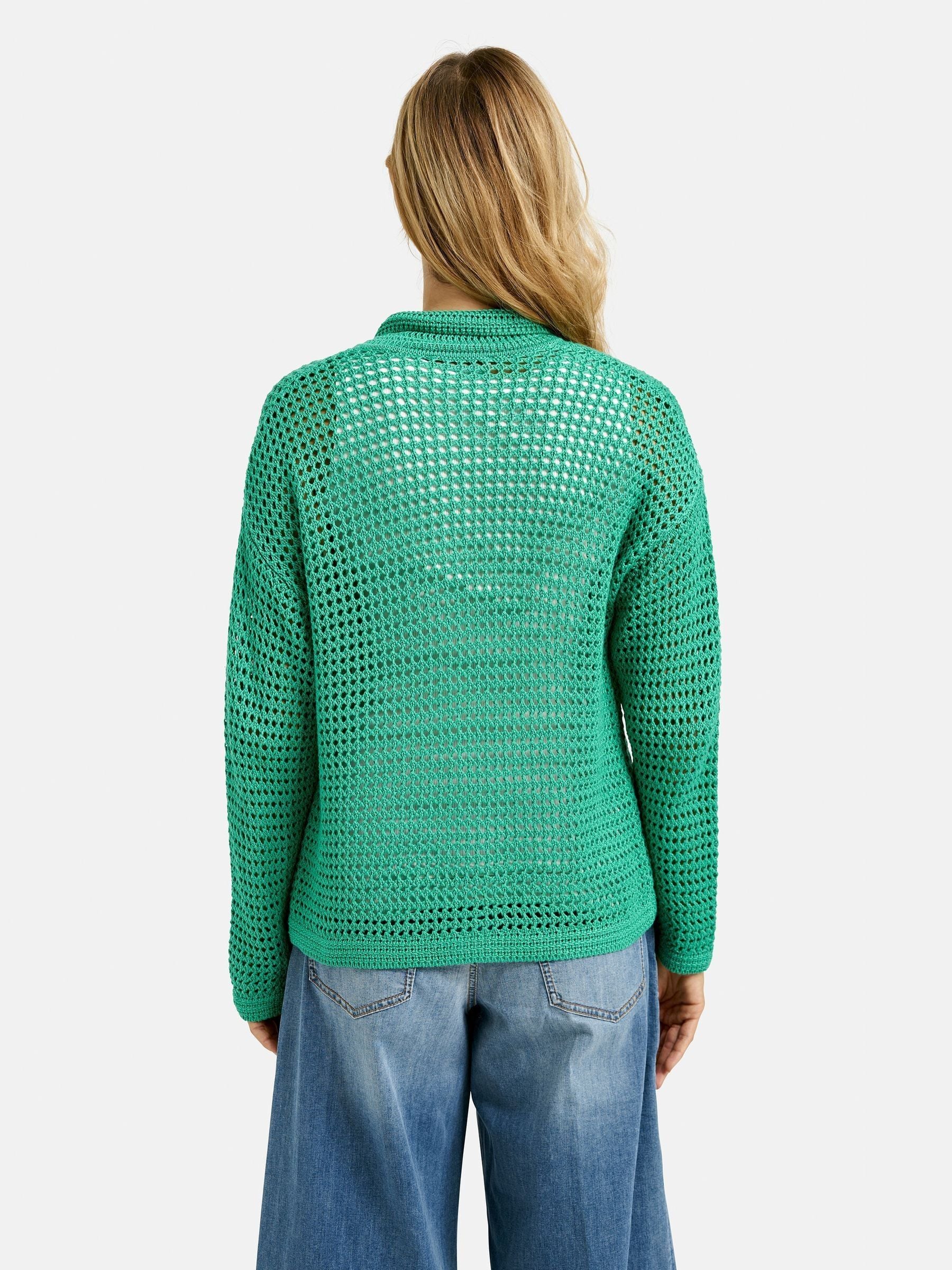 Buy Smith & Soul Green Crochet Button Through Cardigan from