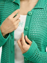 Smith & Soul Green Crochet Button Through Cardigan - Image 7 of 8