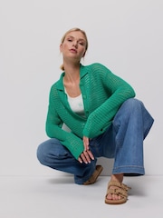 Smith & Soul Green Crochet Button Through Cardigan - Image 8 of 8