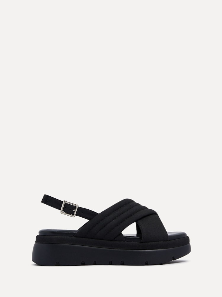 Linzi Black Padded Shae Padded Crossover Flatform Sandals - Image 2 of 5