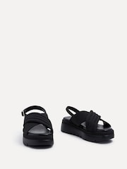 Linzi Black Padded Shae Padded Crossover Flatform Sandals - Image 3 of 5