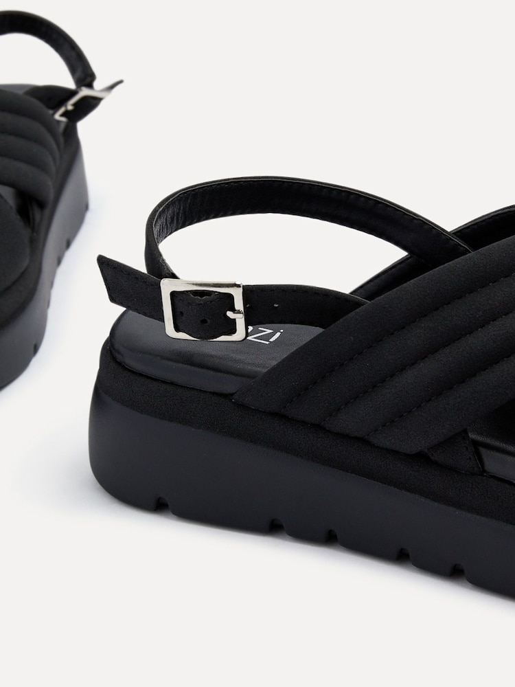 Linzi Black Padded Shae Padded Crossover Flatform Sandals - Image 5 of 5
