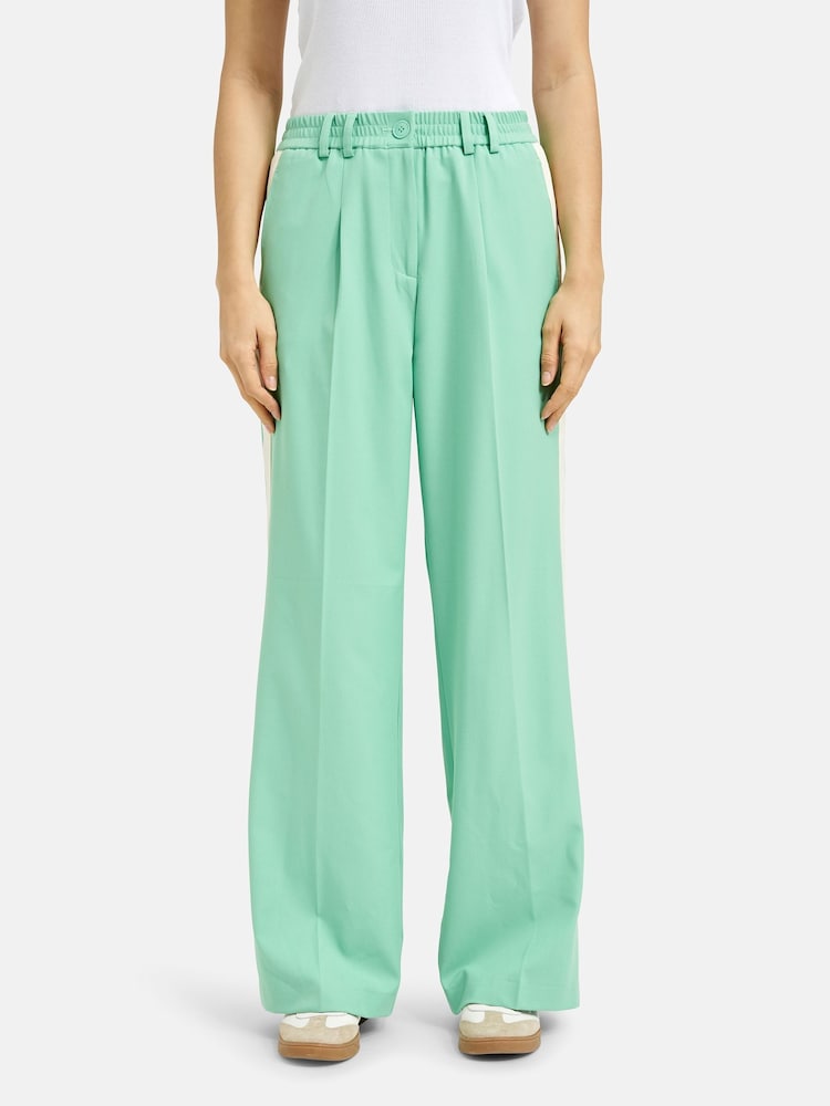 Smith & Soul Mint Green Wide Leg Woven Trousers With Contrast Side Panel - Image 1 of 5