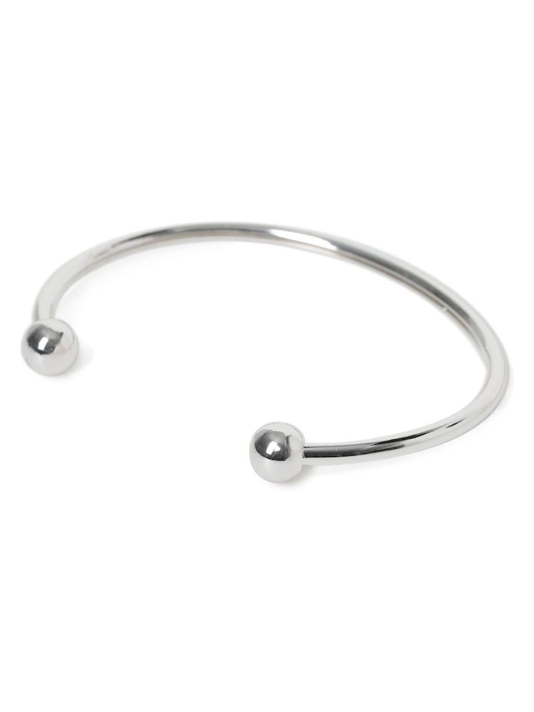 DCK Mens Silver Tone Stainless Steel Ball Cuff Bracelet - صورة 2 من 2