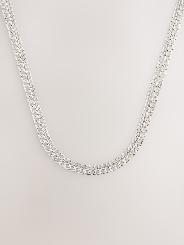 DCK Mens Silver Tone Chain Necklace Pack - Image 1 of 3
