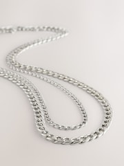 فضي - مجموعة قلادات بتصميم سلسلة - صورة 6 من 6