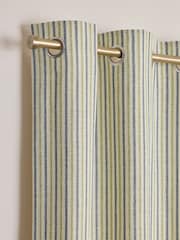 Blue/Green Blue Green Stripe Eyelet Curtains - Image 4 of 5