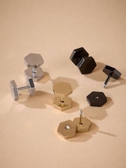 DCK Mens Silver Tone Stainless Steel Hexagon Stud Earrings Pack - Image 2 of 4