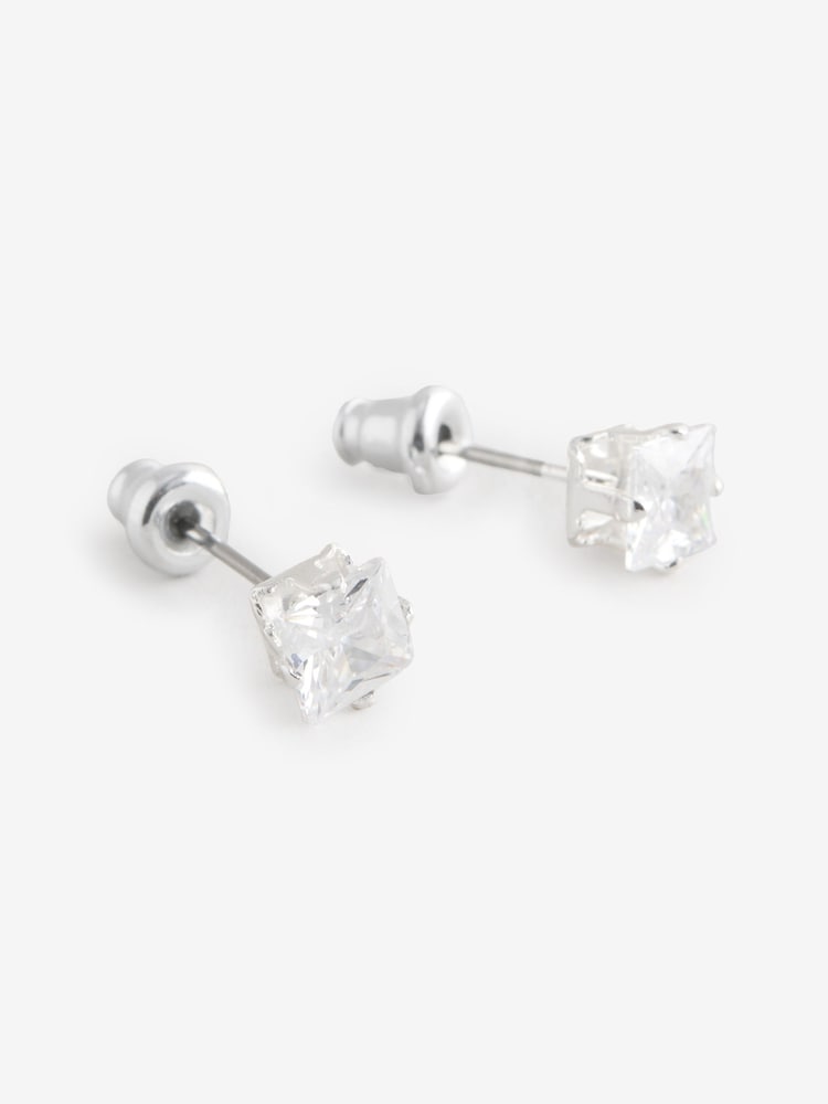 DCK Mens Silver Tone Cubic Zirconia Stud Earrings - Image 1 of 3
